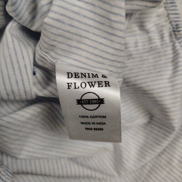 Denim & Flower White Pinstriped Slim Fit Shirt Ricky Singh Mens Large - Picture 5 of 8